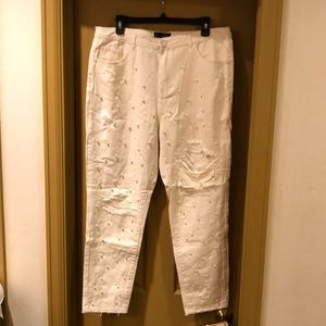 Missguided white pearl high waist mom jeans 12